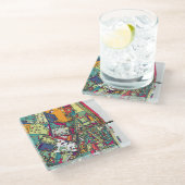 Stadt-Karte Budapests, Ungarn | Glasuntersetzer (Schrägansicht)