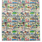 Stadt-Karten-Muster Duschvorhang (Vorderseite)