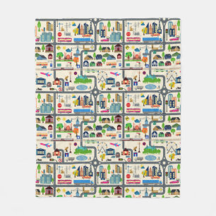 Stadt-Karten-Muster Fleecedecke