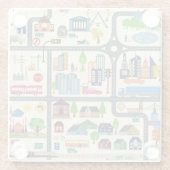 Stadt-Karten-Muster Glasuntersetzer (Rückseite)