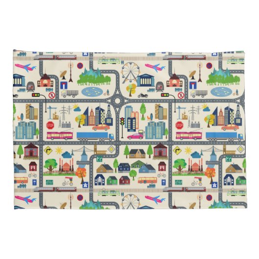 Stadt-Karten-Muster Kissenbezug (Rückseite-Rechts)