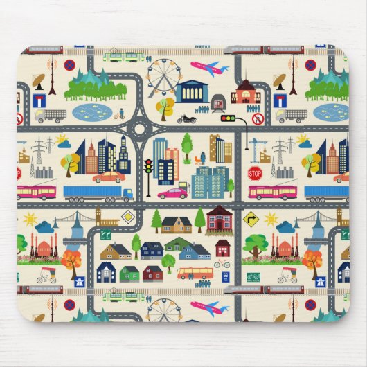Stadt-Karten-Muster Mousepad (Vorne)