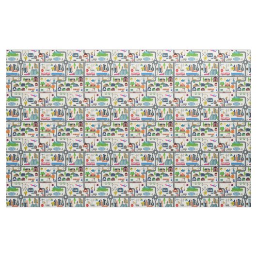 Stadt-Karten-Muster Stoff (Fat Quarter (45,7 x 55,9 cm))