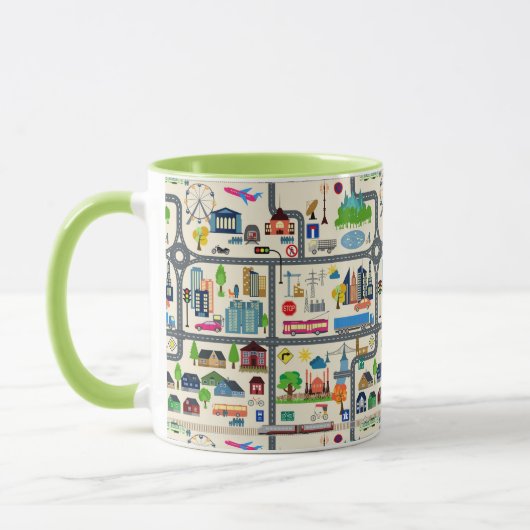 Stadt-Karten-Muster Tasse (Links)