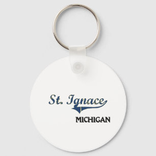 Stadt-Klassiker St. Ignace Michigan Schlüsselanhänger