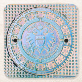 Stadt Koln, Deutschland (Köln) Versorgungsabdeckun Rechteckiger Pappuntersetzer