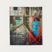 Stadt-Kunst verlassene Gebäudegraffiti-Wand-Kunst Wandteppich (Vorderseite)