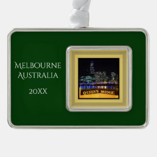 Stadt-Lichter Melbournes Australien an der Brücke Rahmen-Ornament Silber