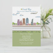 Stadt-Linie Abschied-Party Einladung (Stehend Vorderseite)