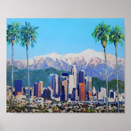 Stadt Los Angeles Kalifornien Skyline and Mountai Poster (Vorne)