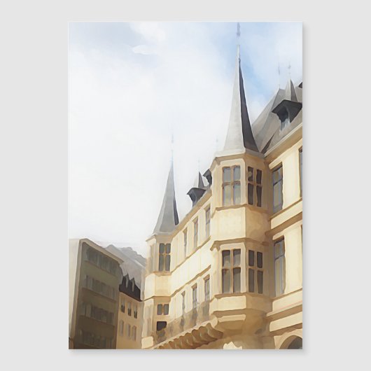 Stadt Luxemburg - Altstadt - Gemälde Magnetkarte (Vorderseite)