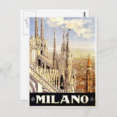 Stadt Mailand Italienisches Reiseplakat 1920 Postkarte (Vorne/Hinten)