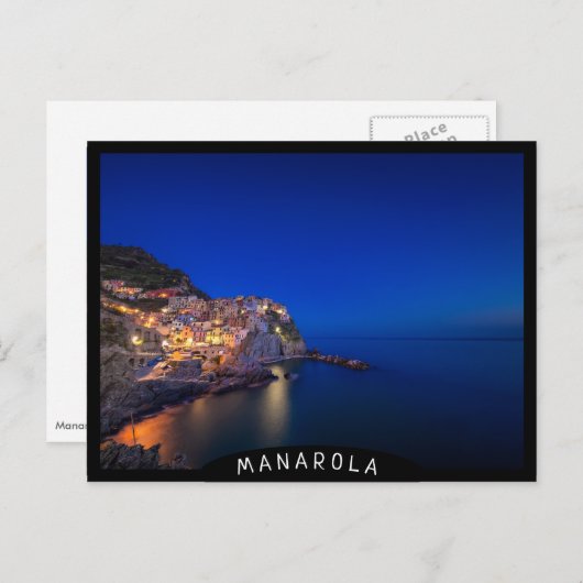 Stadt Manarola im Cinque Terre im Abend Postkarte (Vorne/Hinten)