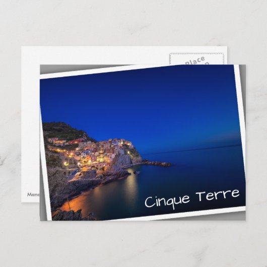 Stadt Manarola im Cinque Terre im Abend Postkarte (Vorne/Hinten)