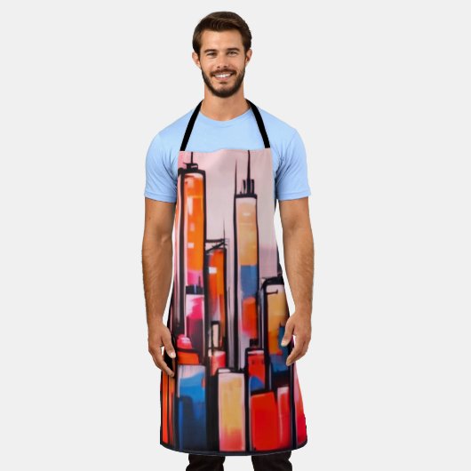 Stadt Manhattan Nachtöl Farbe Canva Schürze (Getragen)