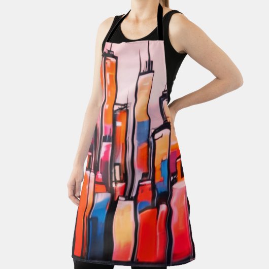 Stadt Manhattan Nachtöl Farbe Canva Schürze (InSitu)