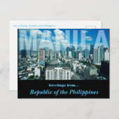 Stadt Manila Republik der philippinischen Entwürfe Postkarte (Vorne/Hinten)