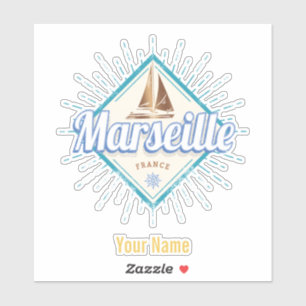 Stadt Marseille Frankreich Retroschiff Vintag Aufkleber