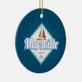 Stadt Marseille Frankreich Retroschiff Vintag Keramik Ornament (Rechts)