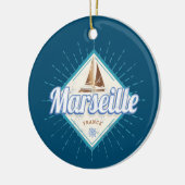 Stadt Marseille Frankreich Retroschiff Vintag Keramik Ornament (Links)