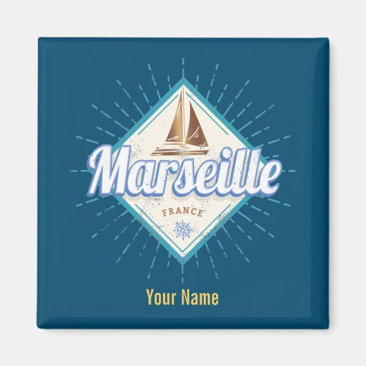 Stadt Marseille Frankreich Retroschiff Vintag Magnet (Vorne)