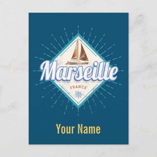 Stadt Marseille Frankreich Retroschiff Vintag Postkarte (Vorderseite)