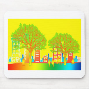 Stadt Menschen Regenbogen Bunt Schicksal Mousepad