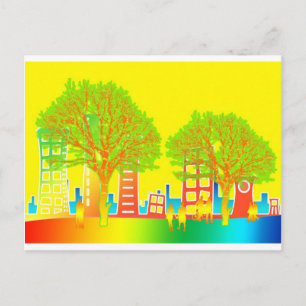 Stadt Menschen Regenbogen Bunt Schicksal Postkarte