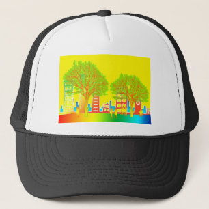 Stadt Menschen Regenbogen Bunt Schicksal Truckerkappe