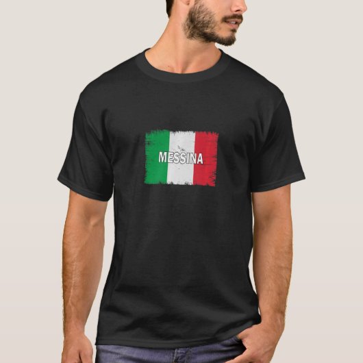 Stadt Messina Italien mit italienischer Flagge T-Shirt (Vorderseite)