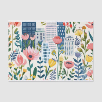 Stadt mit Wildblumen Seidenpapier