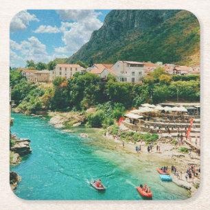 Stadt Mostar - Bosnien und Herzegowina Rechteckiger Pappuntersetzer