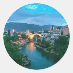 Stadt Mostar - Bosnien und Herzegowina Runder Aufkleber