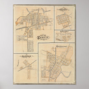 Stadt Muncie, Delaware Co mit Yorktown Poster