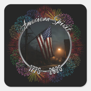 Stadt Nächte Amerikanische Flagge Geist von 1776 - Quadratischer Aufkleber