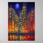 Stadt nachts | AI Art Poster (Vorne)