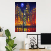 Stadt nachts | AI Art Poster (Heimbüro)