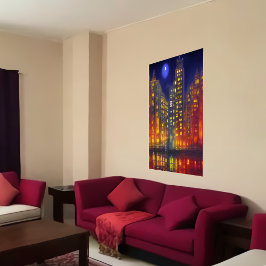 Stadt nachts | AI Art Poster