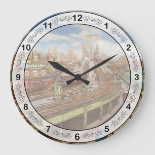 Stadt - New York - Die Brooklyn Bridge von 1903 Große Wanduhr