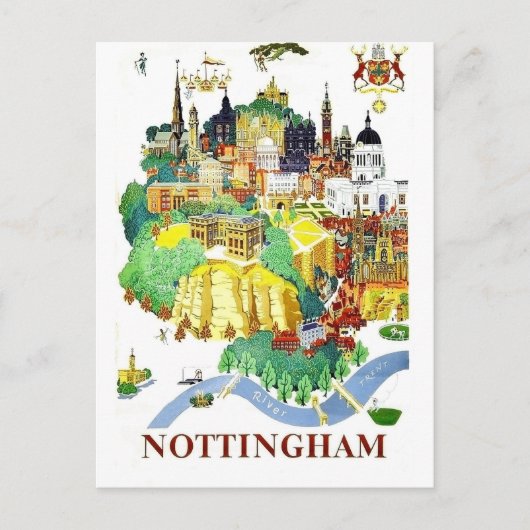 Stadt Nottingham, Häuser, Großbritannien, Vintag Postkarte (Vorderseite)