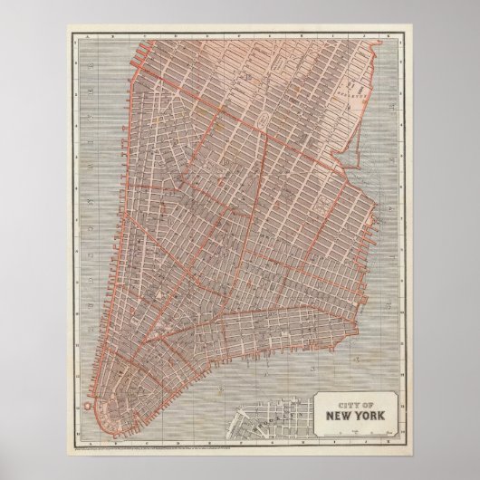 Stadt NY Atlas Karte Poster (Vorne)