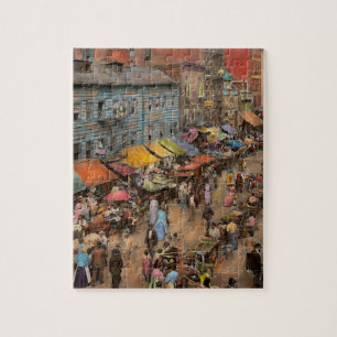 Stadt - NY - Jüdischer Markt an der East Side 1890 Puzzle