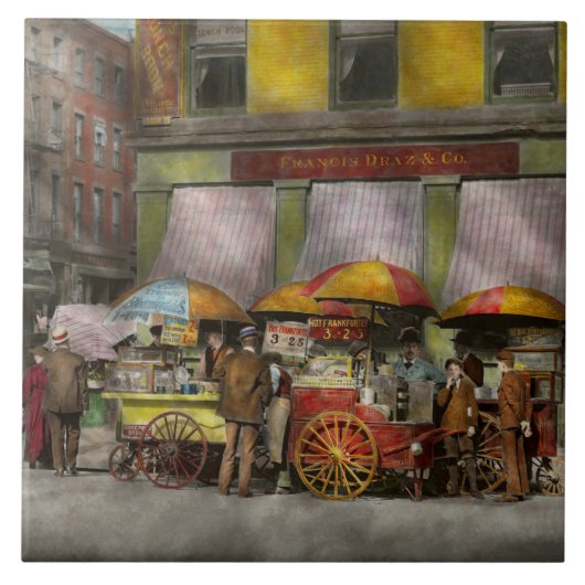 Stadt - NY - Mittagskarts auf dem Broadway St NY - Fliese (Vorderseite)