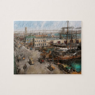 Stadt - NY - Südstraßen-Seehafen - 1901 Puzzle