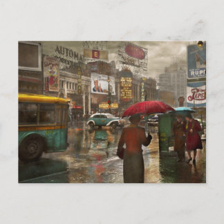 Stadt - NY - Times Square an einem regnerischen Ta Postkarte