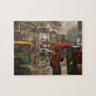 Stadt - NY - Times Square an einem regnerischen Ta Puzzle