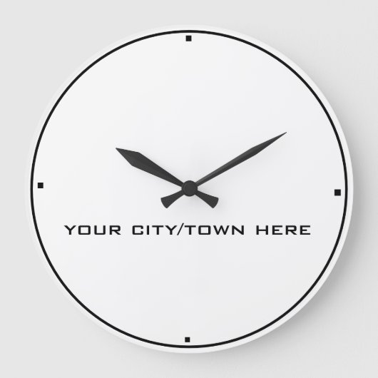 Stadt oder Stadt Weltzeitzone Schwarz und Weiß Große Wanduhr (Vorderseite)