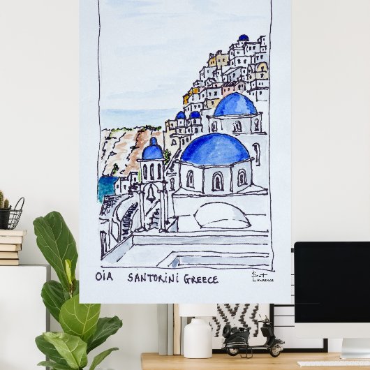 Stadt Oia | Insel Santorini, Griechenland Poster (Heimbüro)