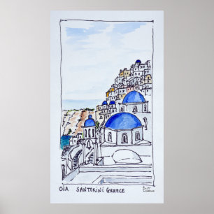Stadt Oia   Insel Santorini, Griechenland Poster