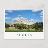 Stadt Ostuni und Olivenbaumlandschaft in Puglia Postkarte (Vorderseite)